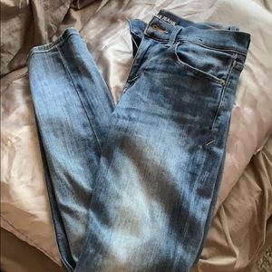 Distressed express blue jeans